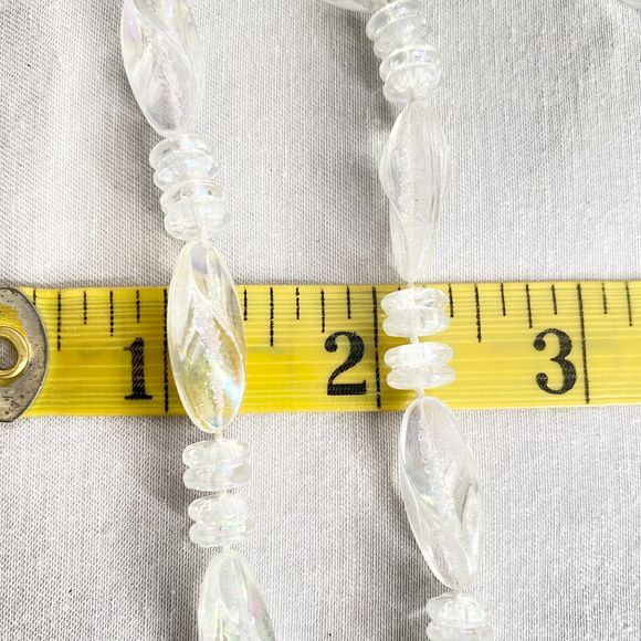 Ultra Long Opera Necklace Clear AB Lucite Long and Rondelle Beads - Picture 8 of 8